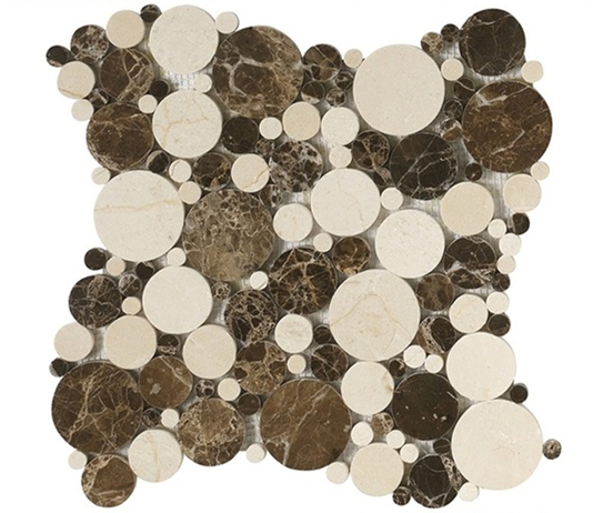 Crema marfil&Dark emperador Penny Round Marble Mosaic Ti
