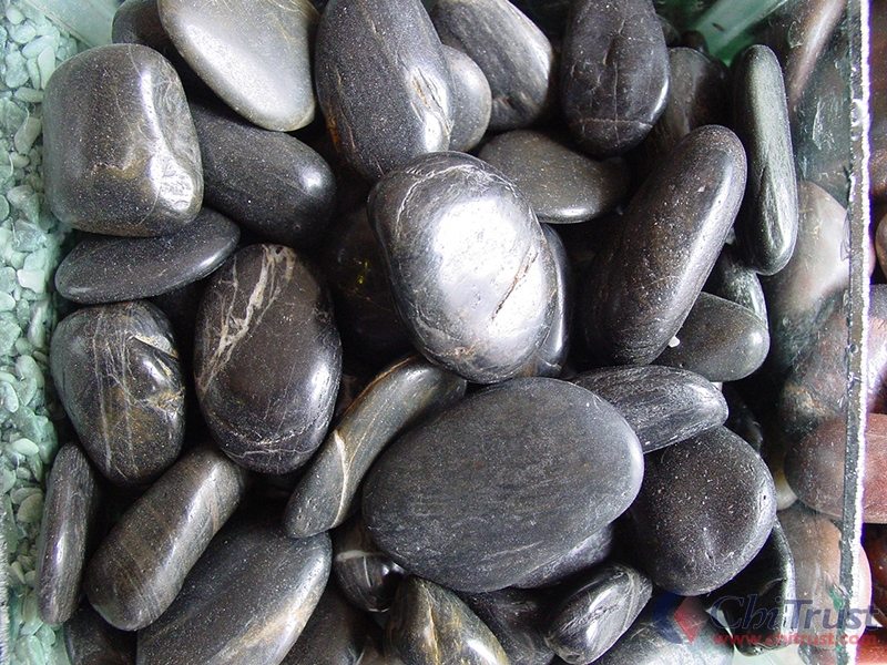 Black river stones