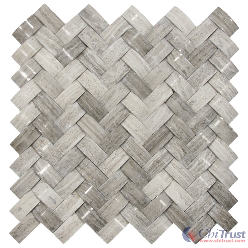 Wooden white 3D mosaic tile