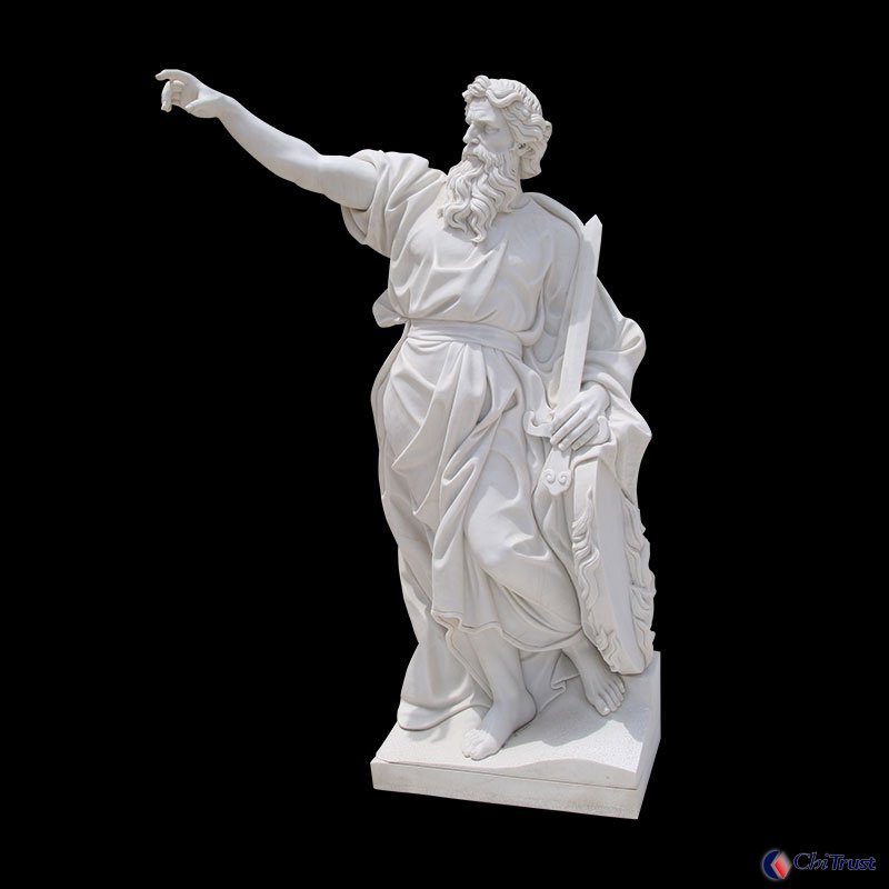 White marble Greek hero statue