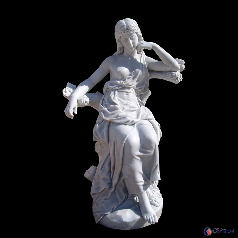 European style White marble sitting lady figurine